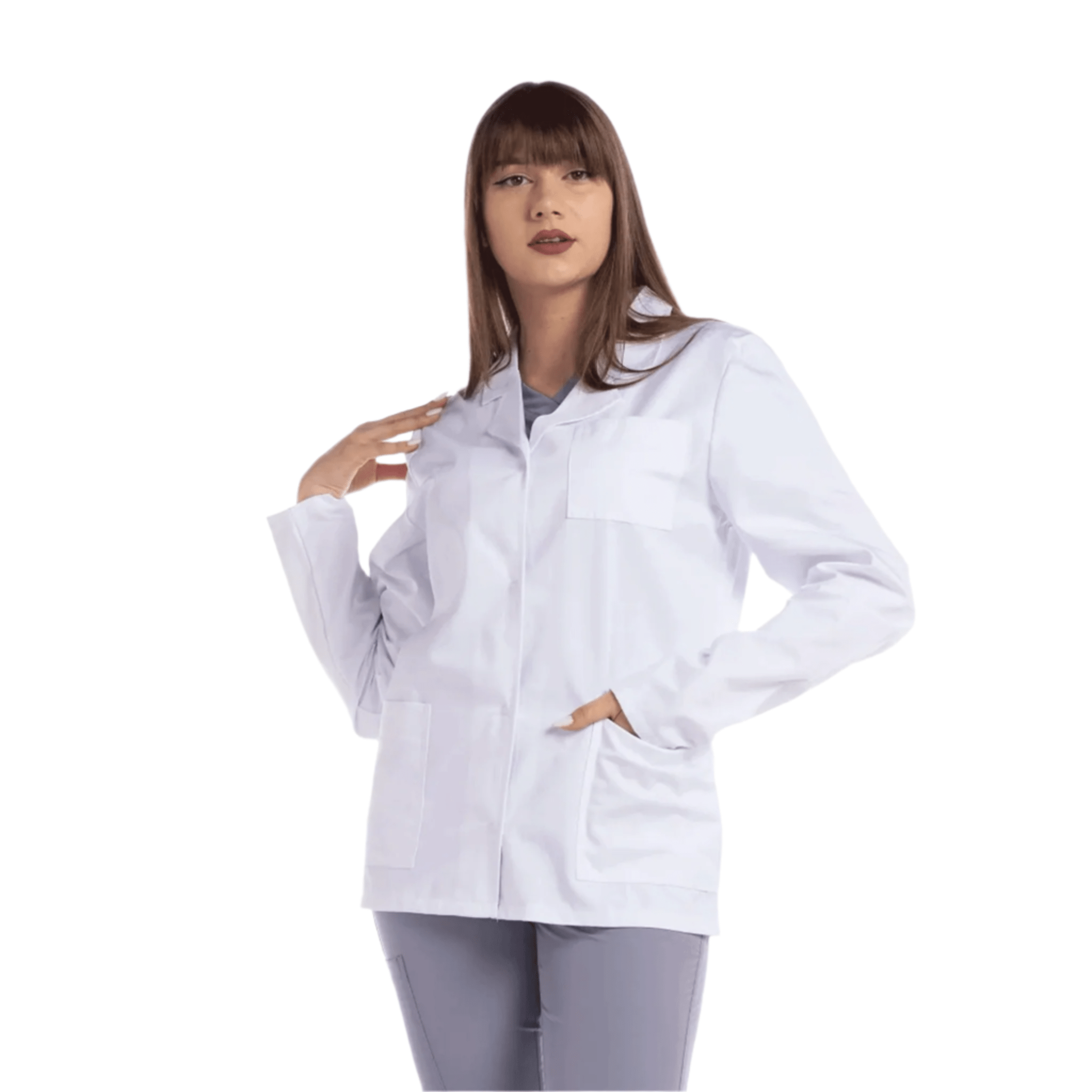 Halat Medical Alb Cu Maneca Lunga Bella - Inotex.ro - Inotex