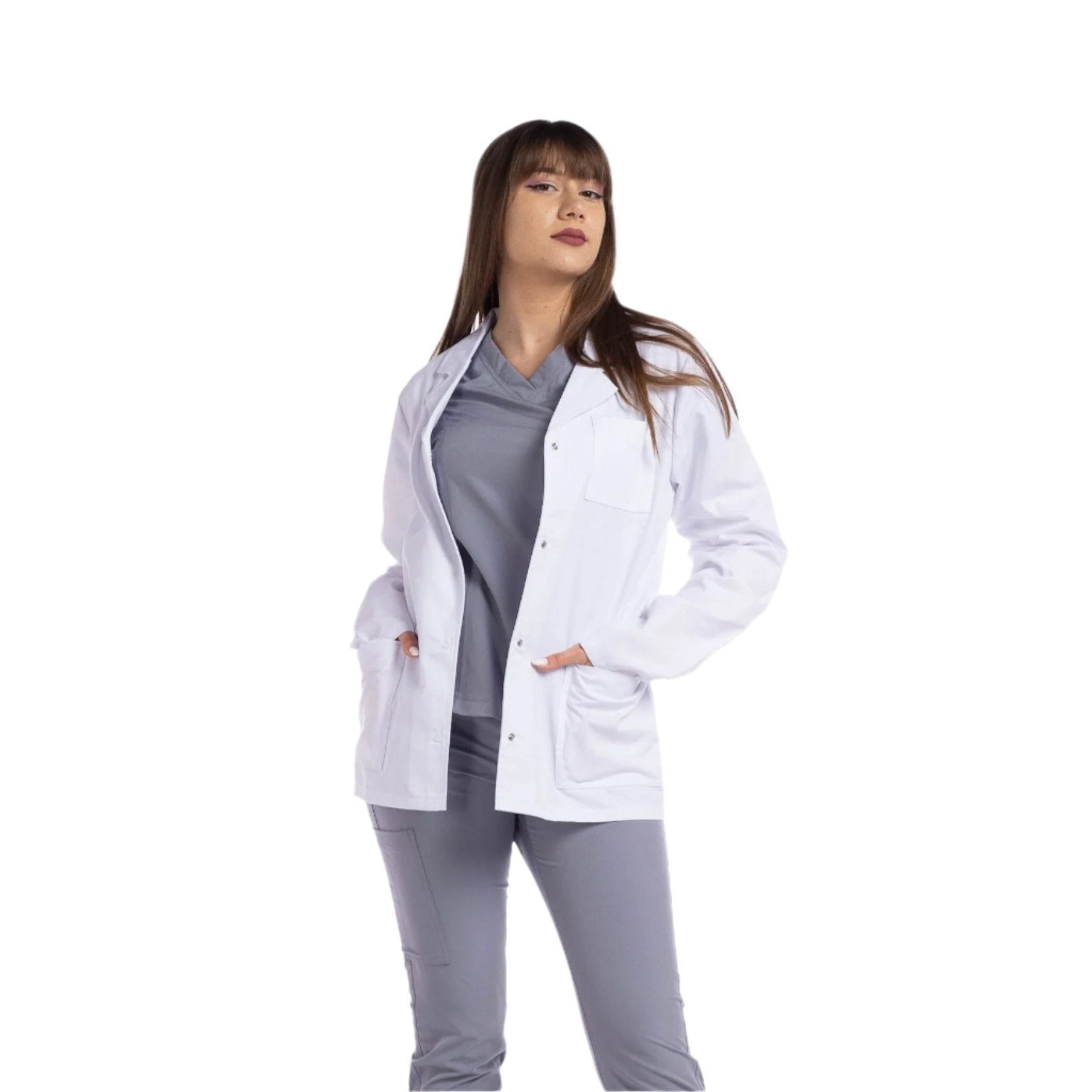 Halat Medical Alb Cu Maneca Lunga Bella - Inotex.ro - Inotex