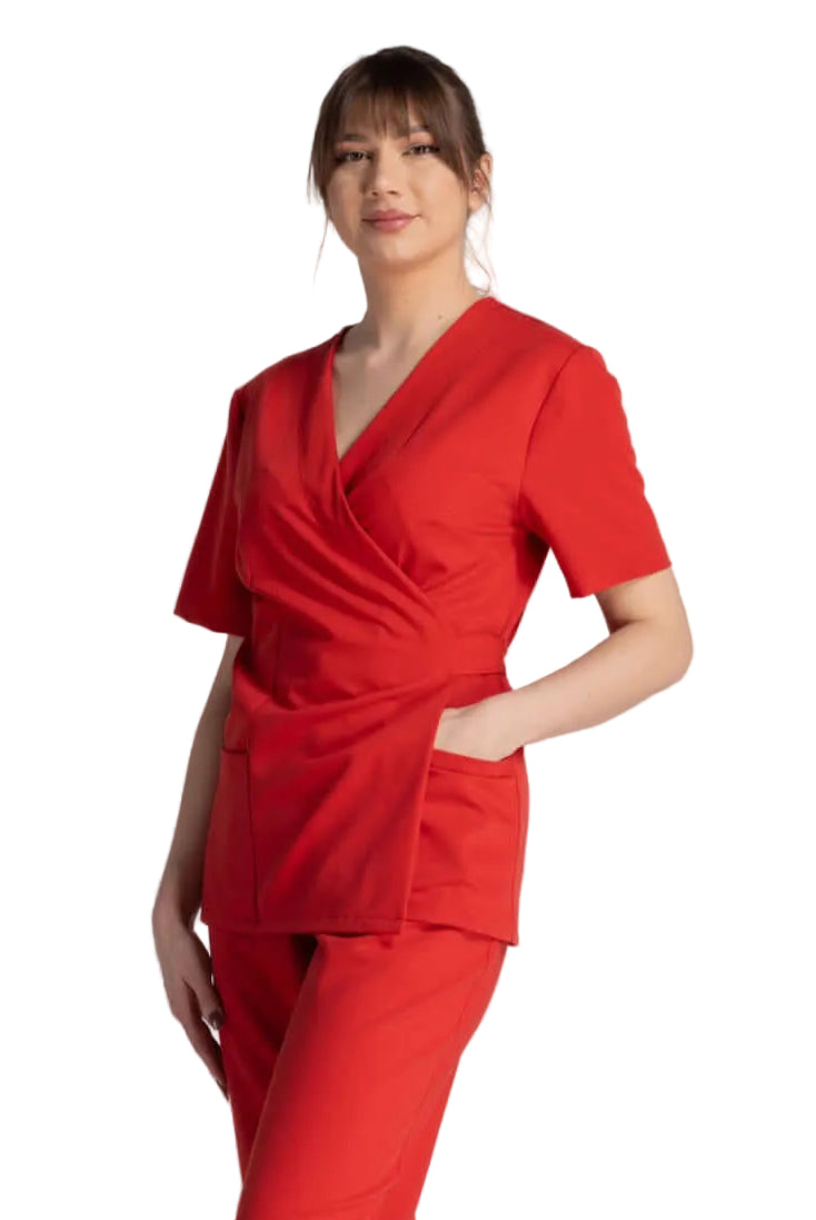 Bluza Elastica Bianca - bluză roșie cu design ergonomic și buzunare laterale.