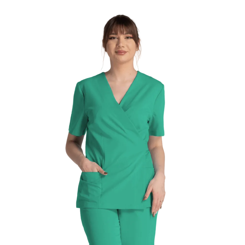 Bluza Elastica Bianca - bluză verde cu design ergonomic și două buzunare laterale, ideală pentru confort.