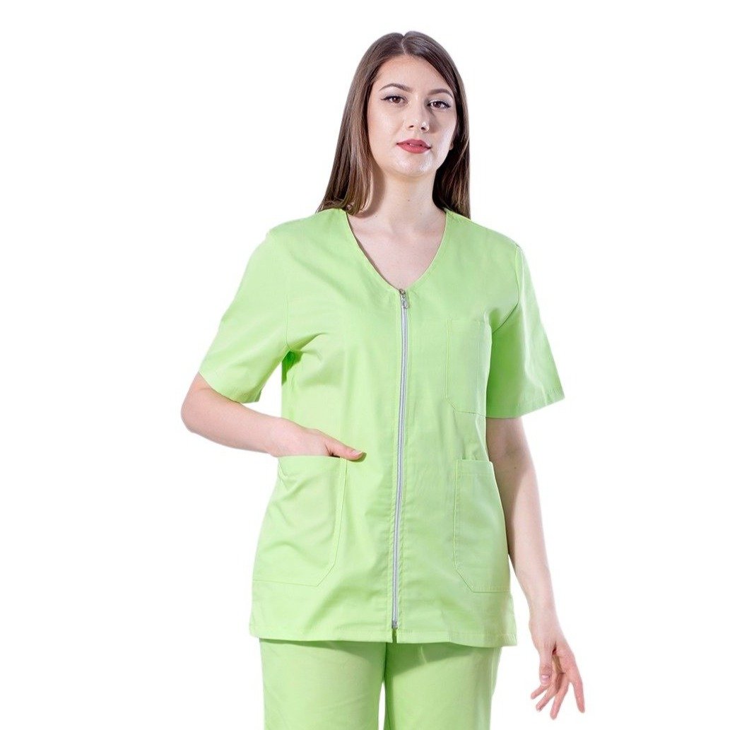 Bluza medicală Laura cu fermoar și trei buzunare - Inotex