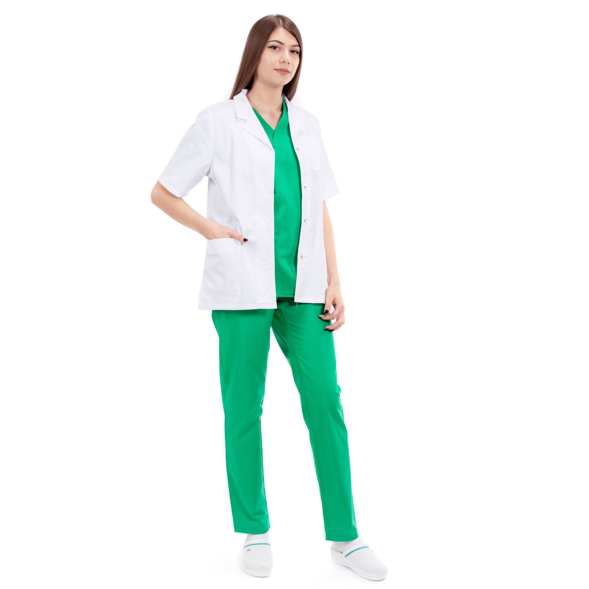 Halat Medical Alb Cu Maneca Scurta - Inotex.ro - Inotex