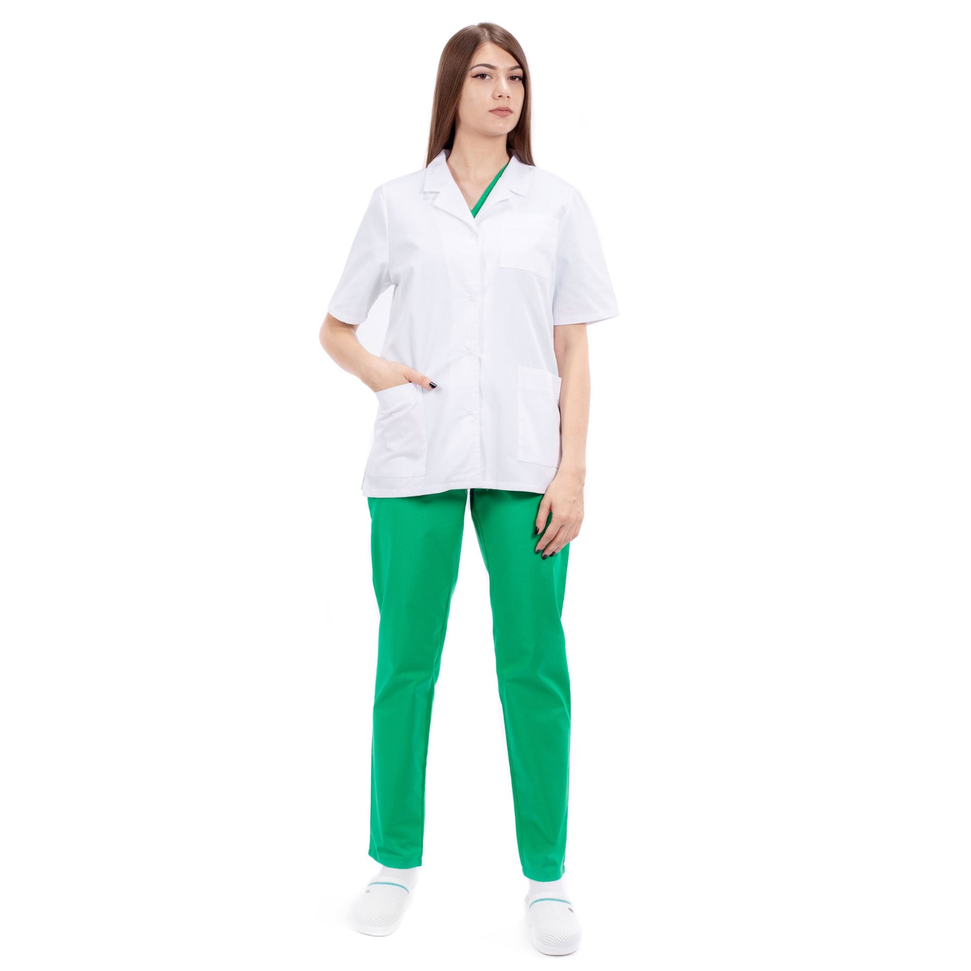 Halat Medical Alb Cu Maneca Scurta - Inotex.ro - Inotex