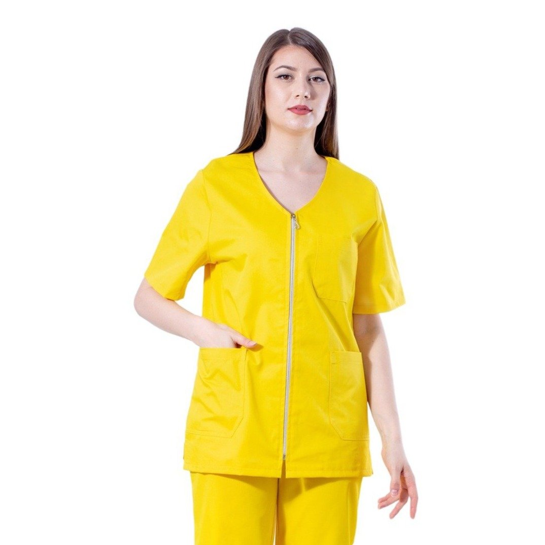 Bluza medicală Laura cu fermoar și trei buzunare - Inotex