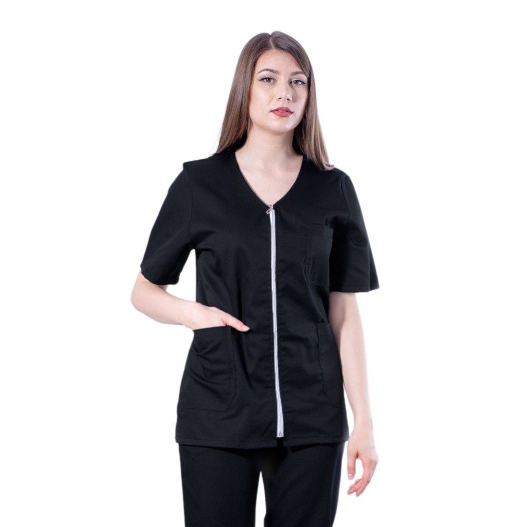 Bluza medicală Laura cu fermoar și trei buzunare - Inotex