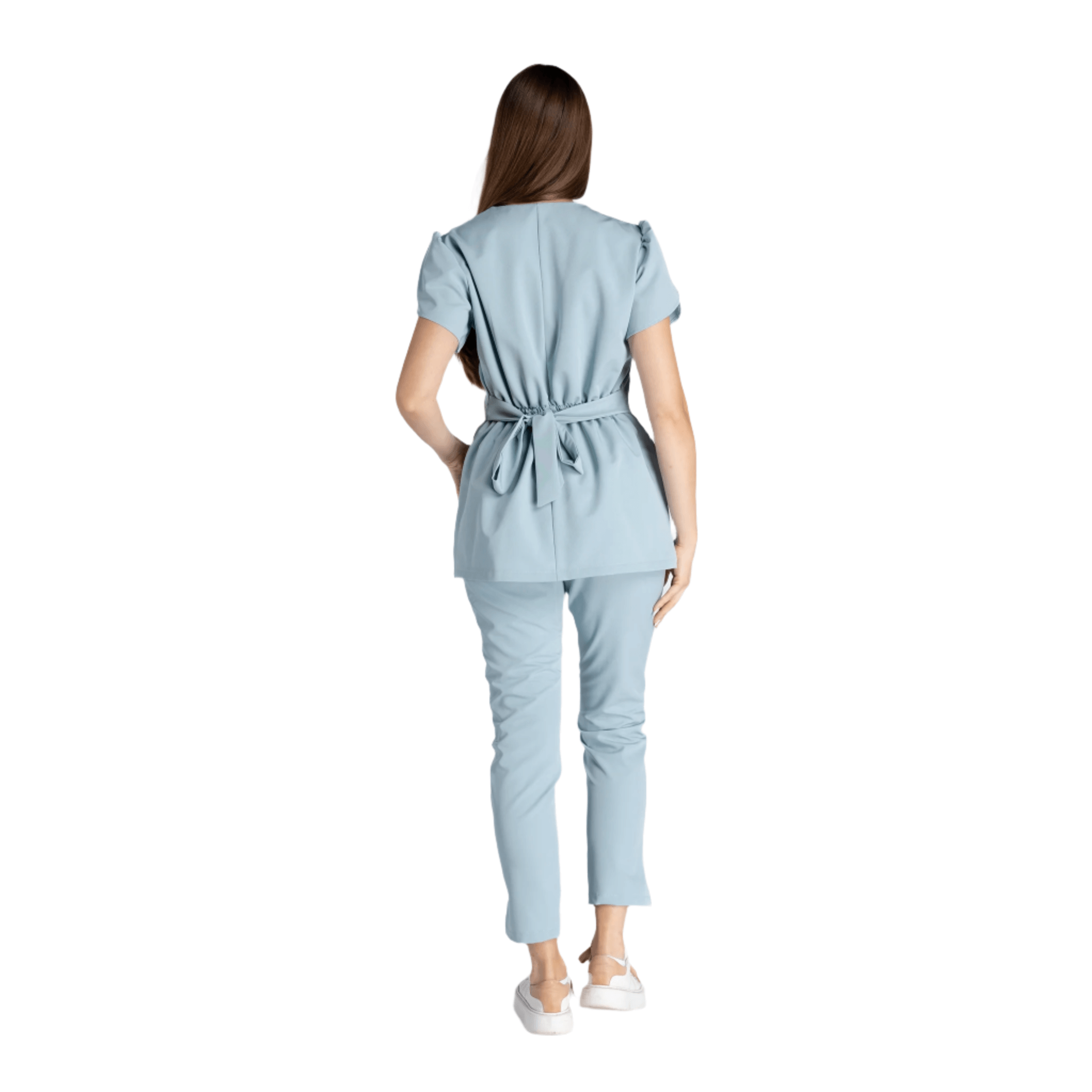 Costum Premium Elastic Sofia, vedere din spate, cu design elegant și comoditate pentru mediu profesional.