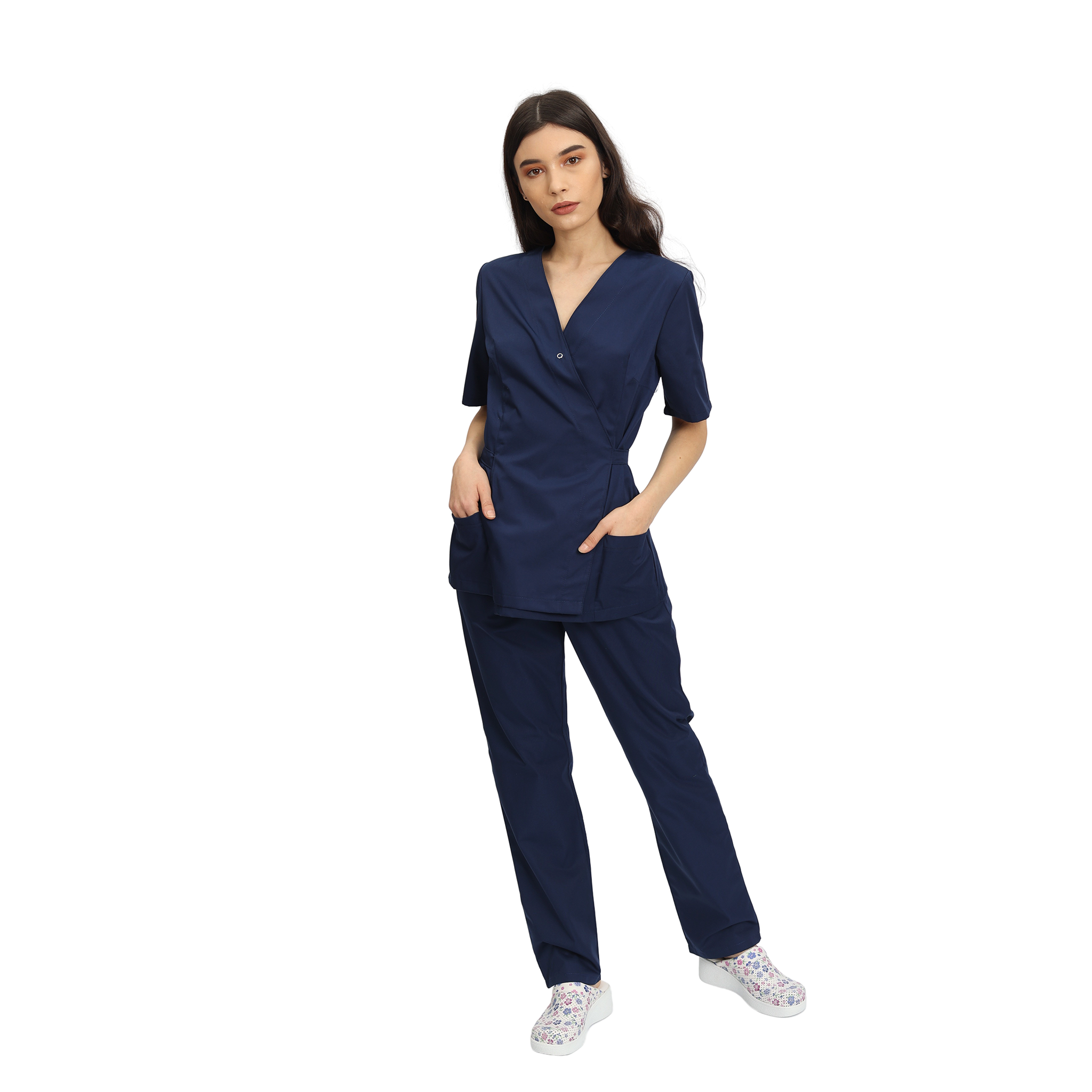 Compleu Medical Kimi, bluza medicala kimono si pantalon cu elastic | Inotex.ro