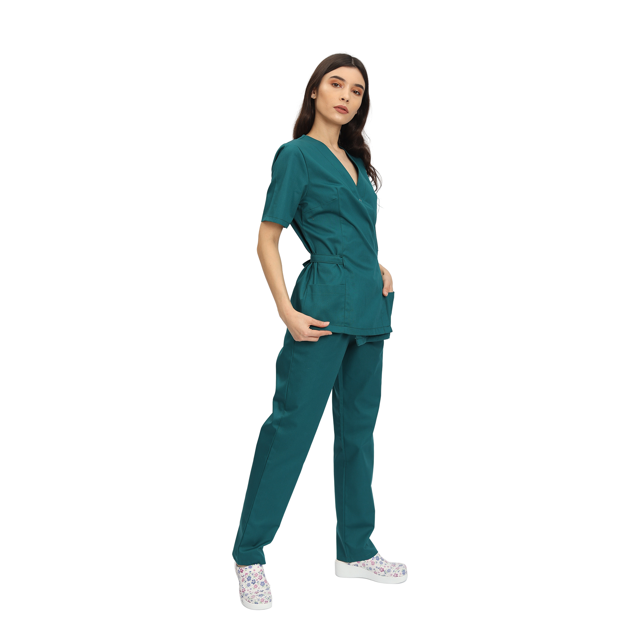 Costum Medical Kimi, bluza medicala kimono si pantalon cu elastic | Inotex.ro