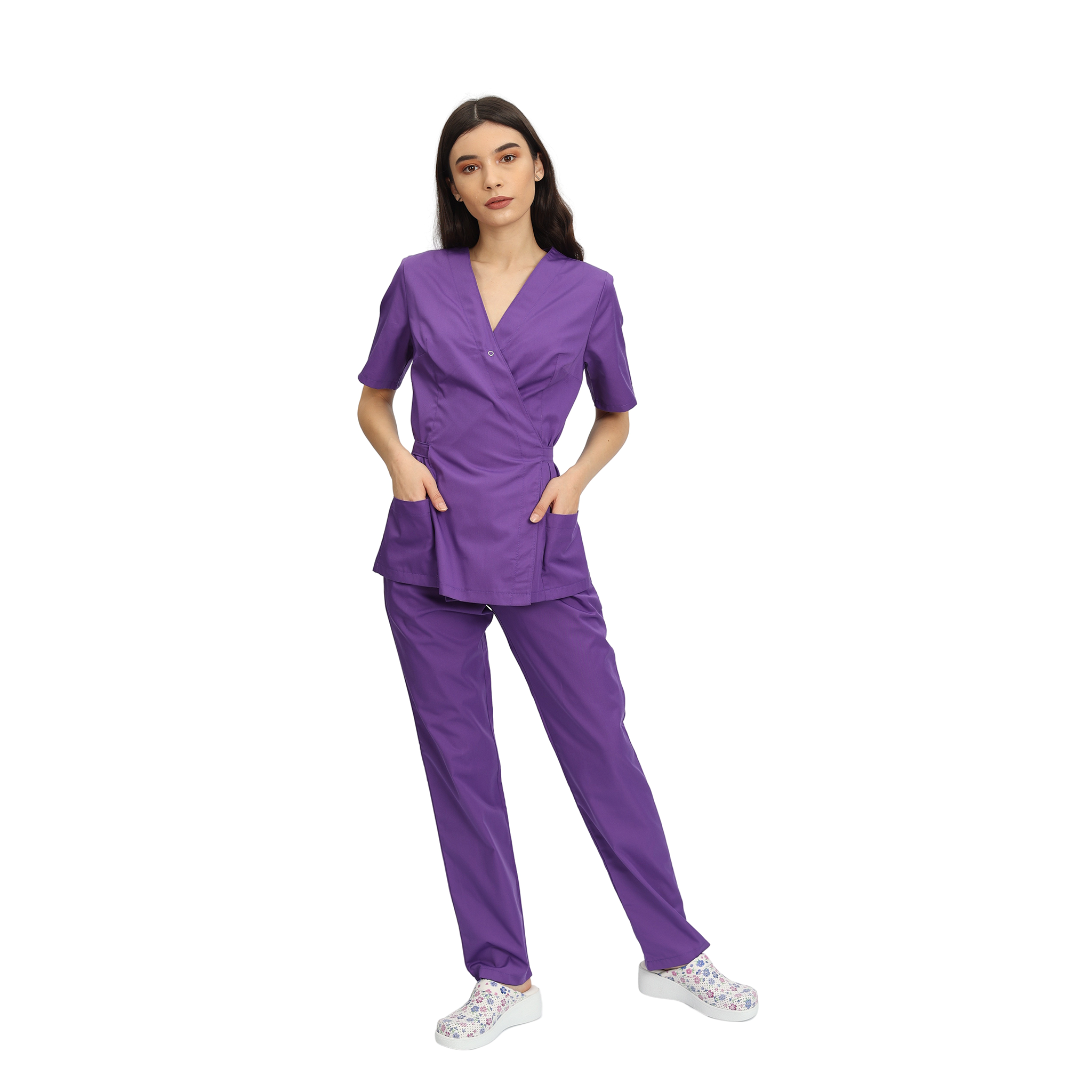 Compleu Medical Kimi, bluza medicala kimono si pantalon cu elastic | Inotex.ro