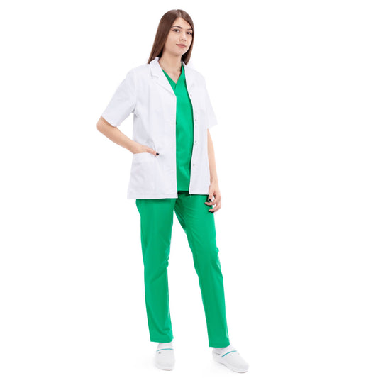 Halat Medical Alb Cu Maneca Scurta - Inotex.ro - Inotex