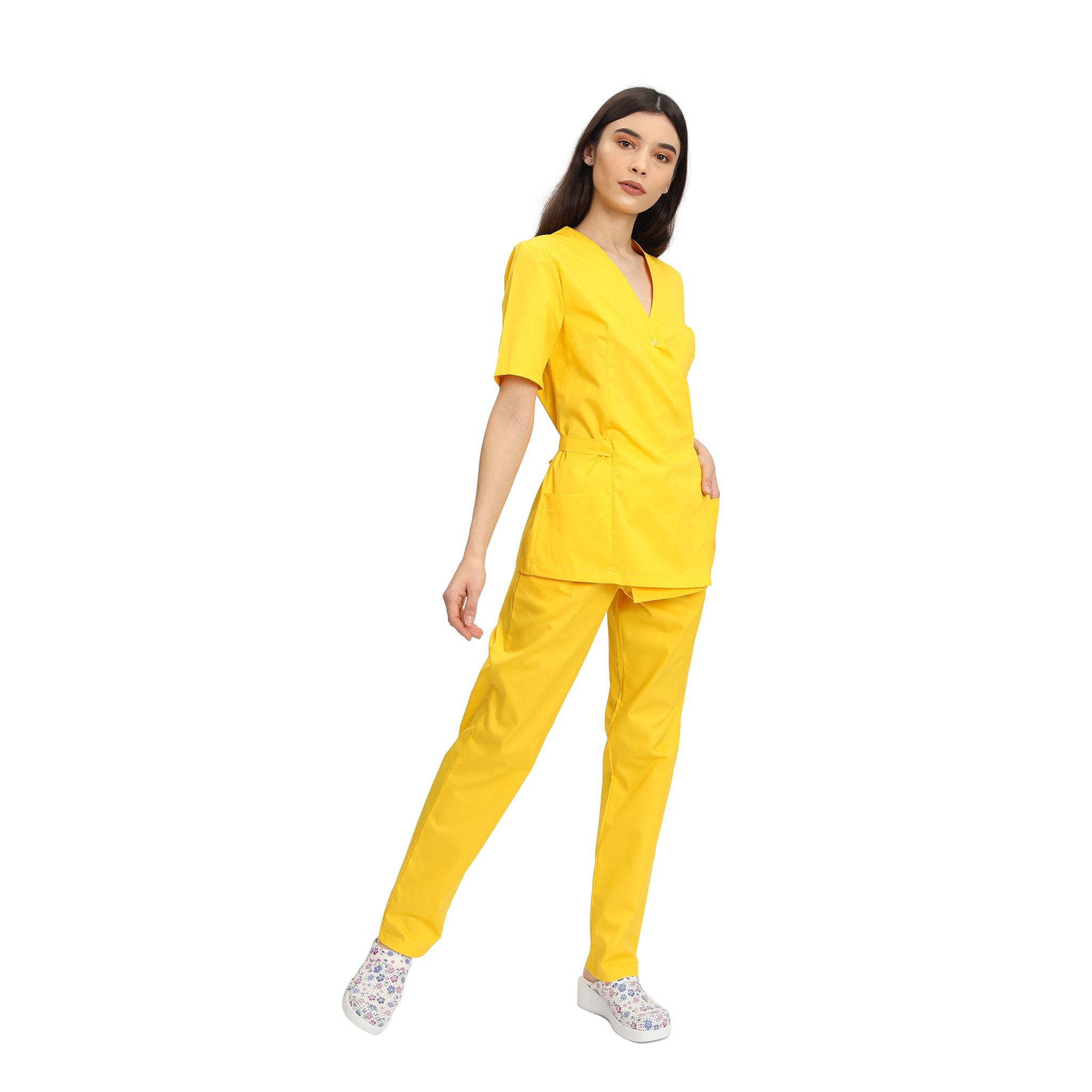 Compleu Medical Kimi, bluza medicala kimono si pantalon cu elastic | Inotex.ro