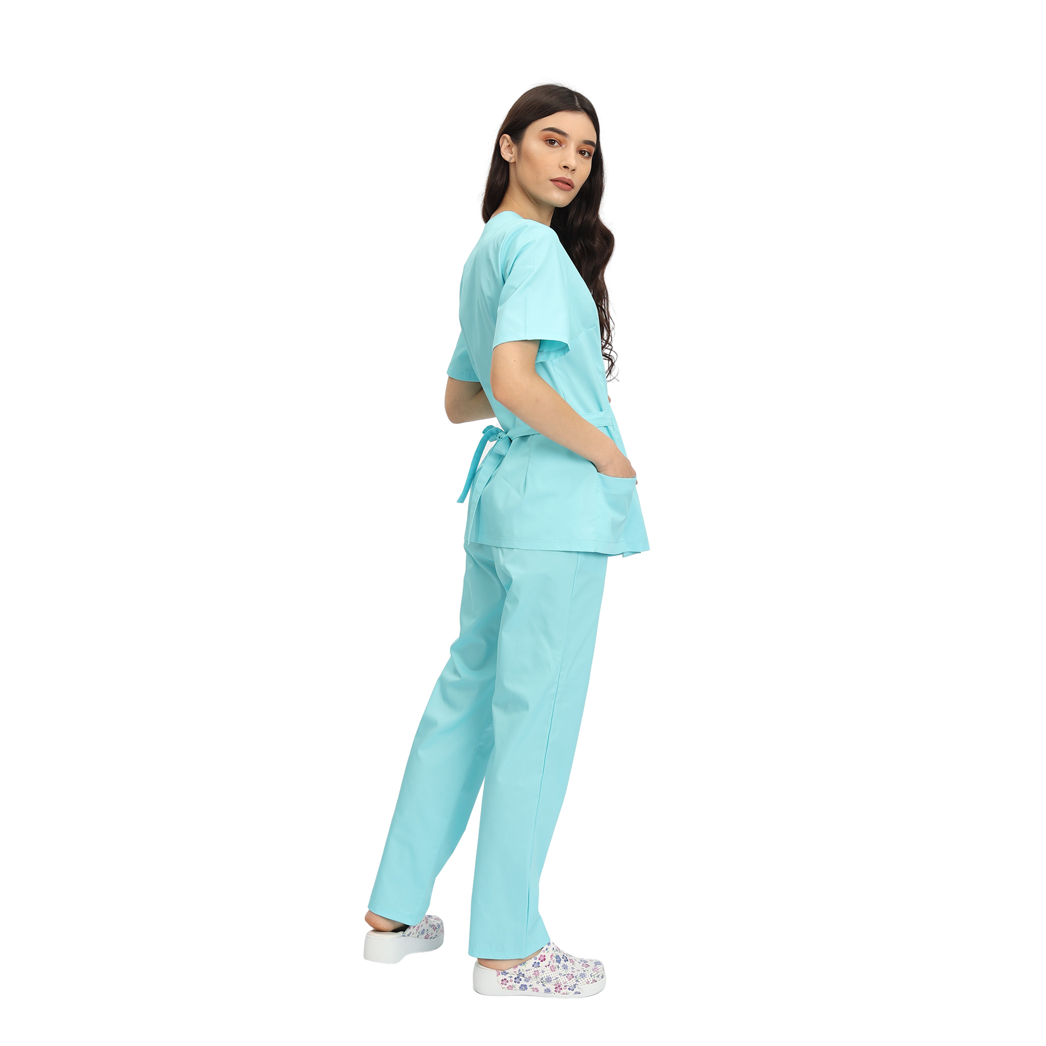 Compleu Medical Kimi, bluza medicala kimono si pantalon cu elastic | Inotex.ro