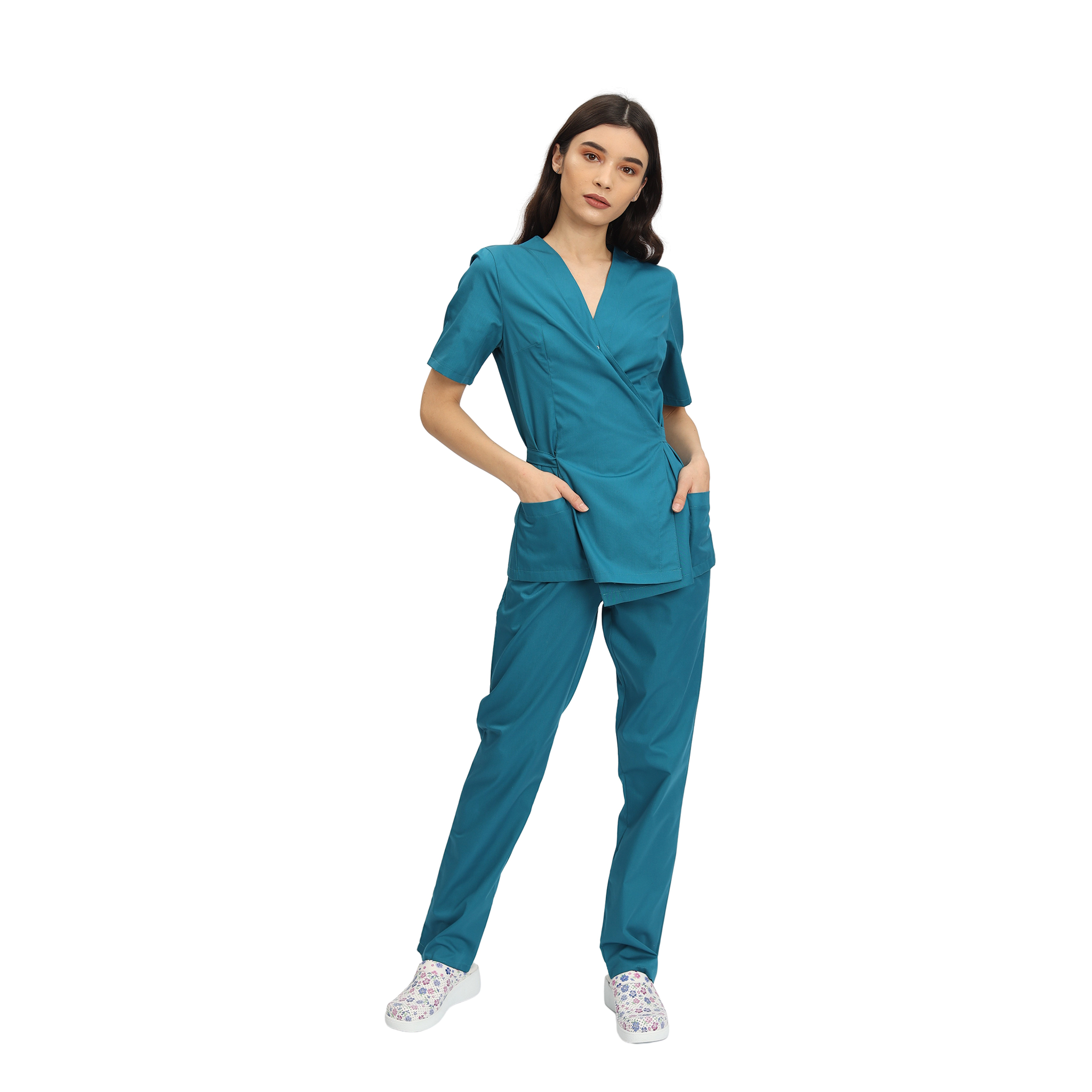 Compleu Medical Kimi, bluza kimono si pantalon cu elastic | Inotex.ro