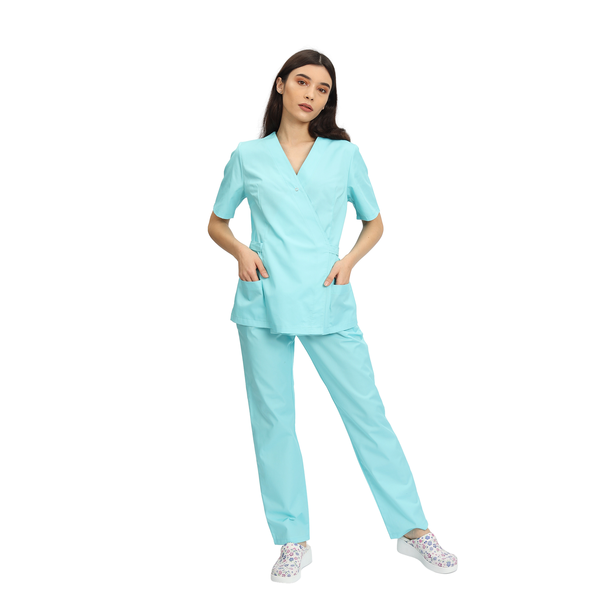 Compleu Medical Kimi, bluza medicala kimono si pantalon cu elastic | Inotex.ro