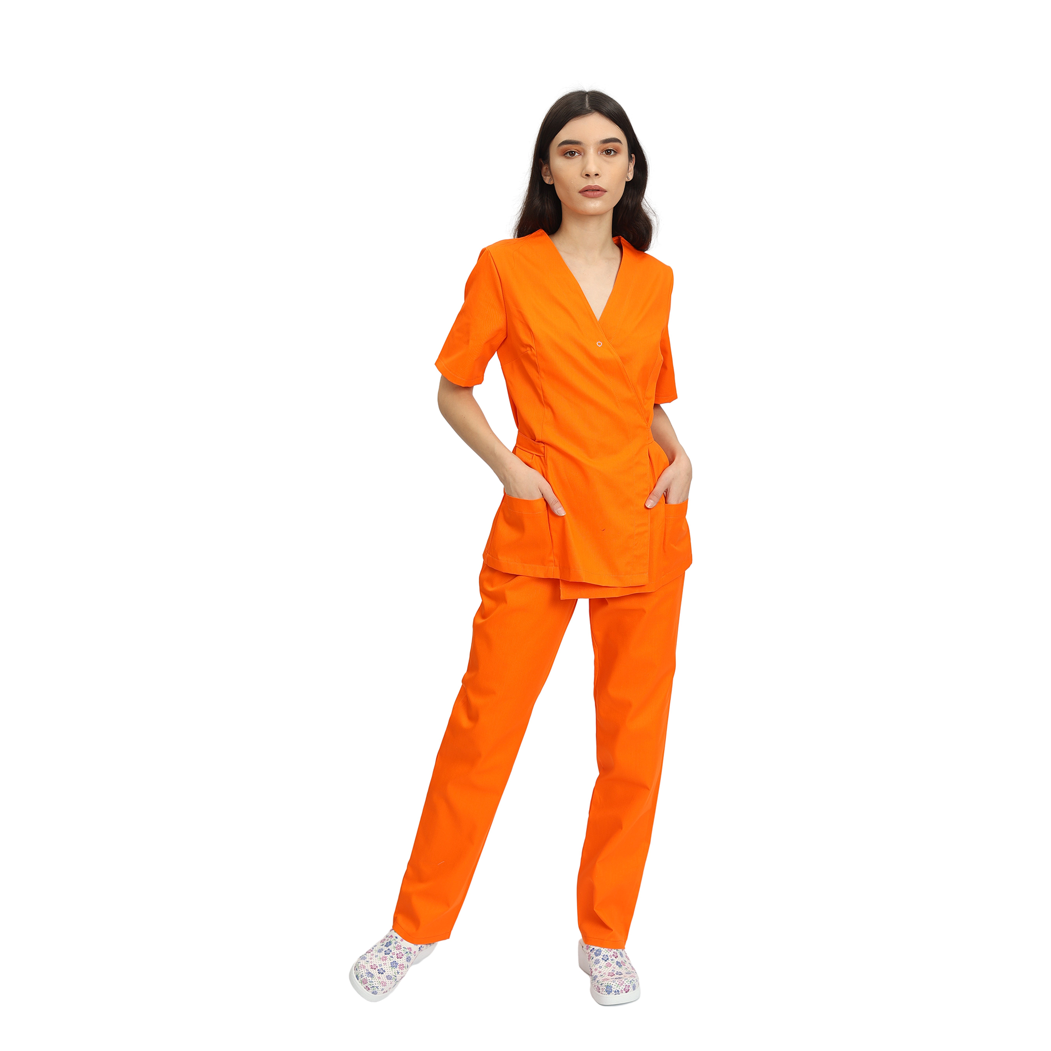 Costum Medical Kimi, bluza medicala kimono si pantalon cu elastic | Inotex.ro