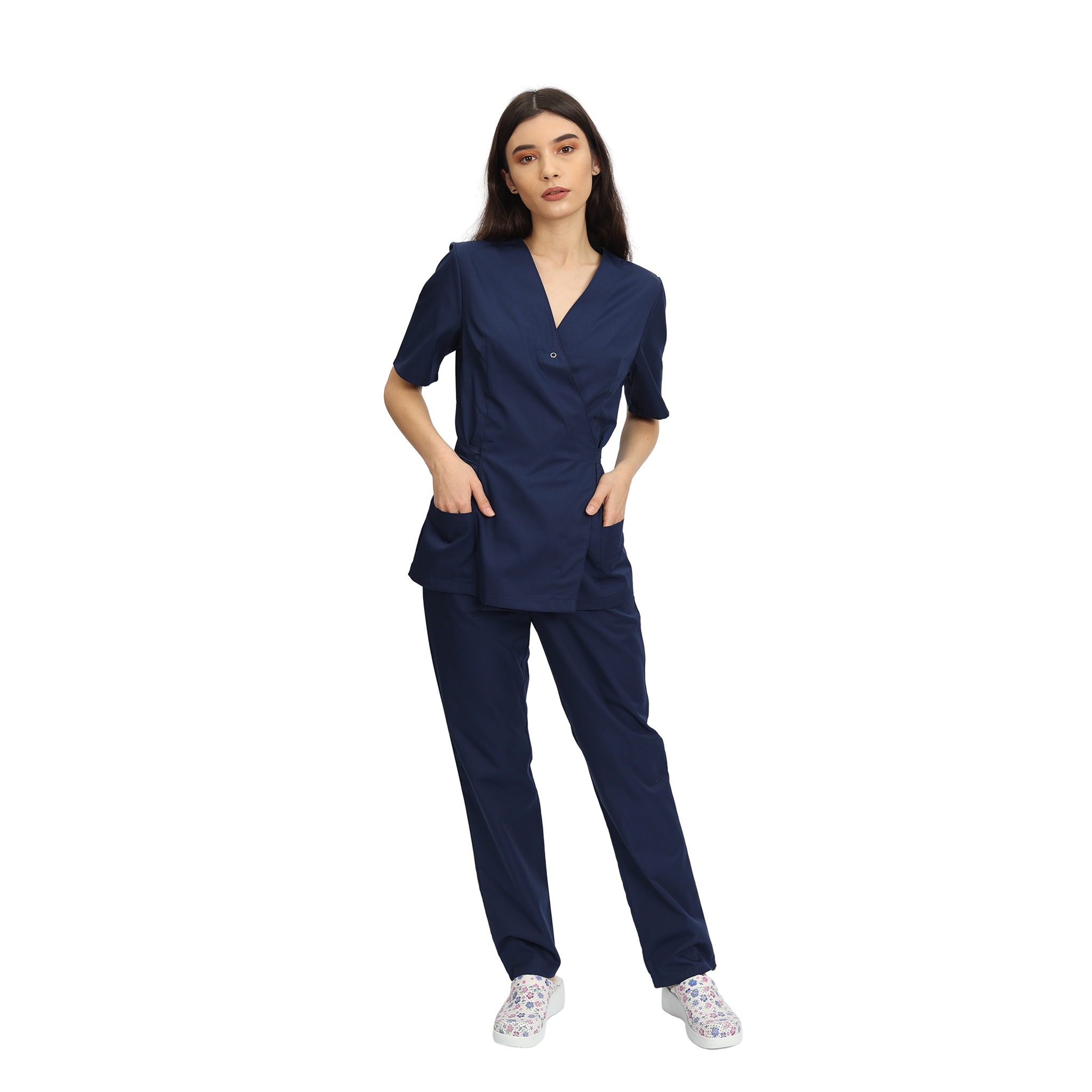 Compleu Medical Kimi, bluza medicala kimono si pantalon cu elastic | Inotex.ro