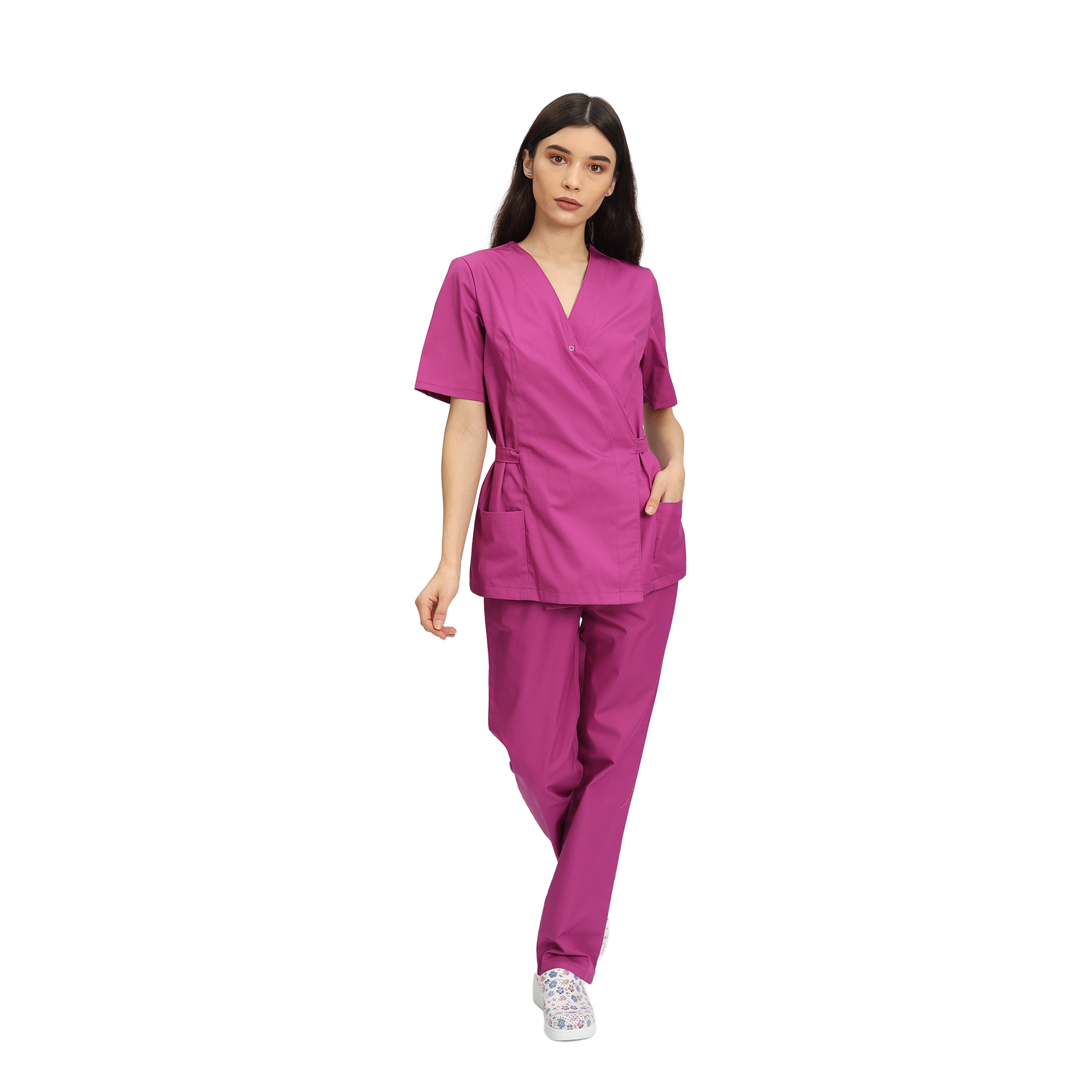 Compleu Medical Kimi, bluza medicala kimono si pantalon cu elastic | Inotex.ro