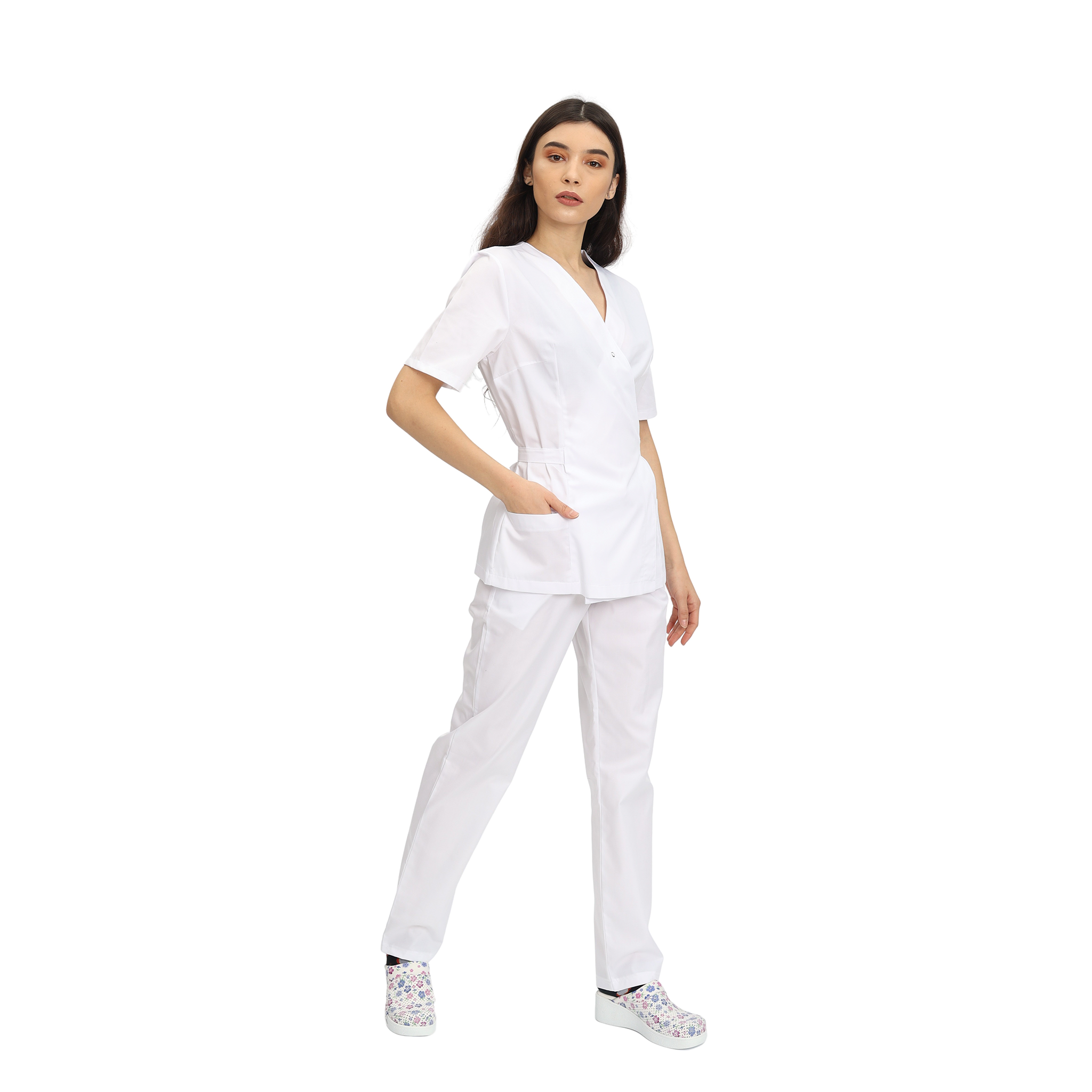 Compleu Medical Kimi, bluza medicala kimono si pantalon cu elastic | Inotex.ro